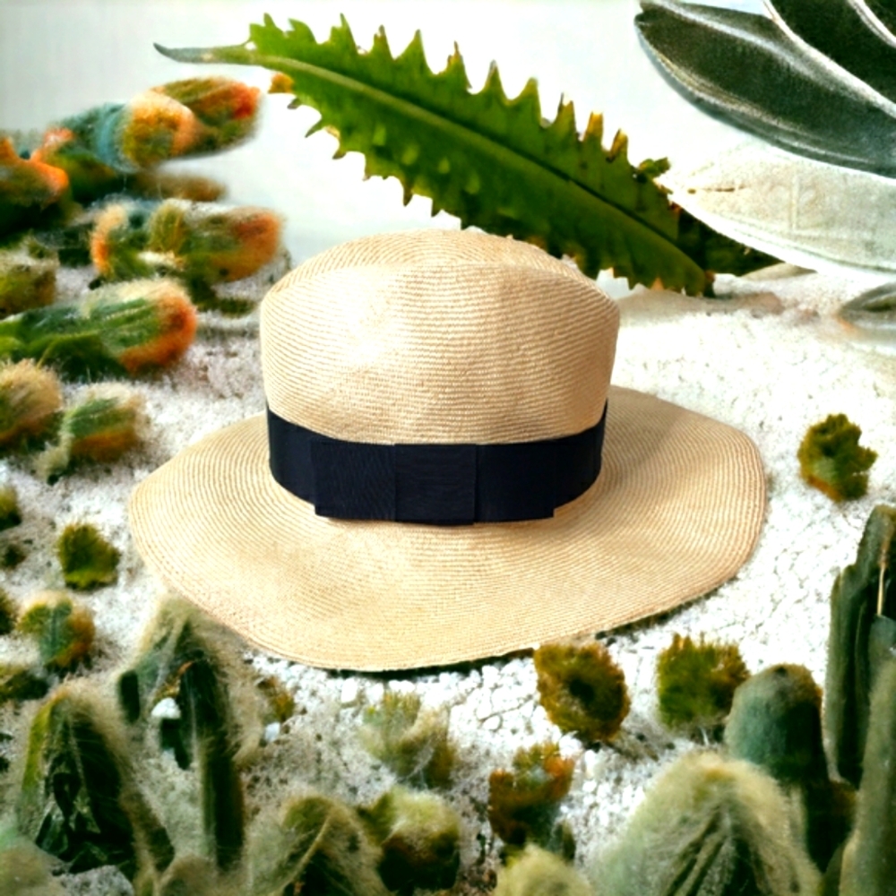 Vintage 80's Fedora Liz Clairborne Exotic Safari Panama Cuba Coastal Beach Sun - Picture 3 of 8